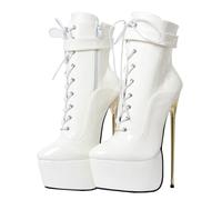 RJXGECUF High Heels Damenstiefel 22 cm mit superhohem Metallabsatz,White-44