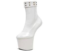 RJXGECUF high Heels Hohe Absätze 20cm Kurze Stiefel Ohne Hufeisen Hohe Schloss Damen Schuhe,White-41