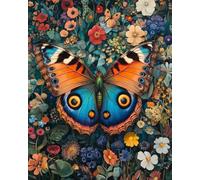 RKFLGEW Diy Kreuzstich-Set Mit Perlen Bunte Schmetterlinge Und Blumen Kreuzstich-Nadelstich-Handarbeit,Wandteppich-Set,Perlenstickmuster,3D-Wandmalerei 40x50 cm