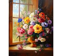 RKFLGEW Diy Kreuzstich-Set Mit Perlen Ölgemälde Mit Blumen Nadelstich-Sets: Perlenkreuzstich,3D-Perlenmalerei,Handarbeit Für Handarbeiten 40x50 cm