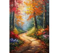 RKFLGEW Diy Perlenstickerei-Set Wald Und Blumen Perlenstickerei-Set Perlen-Kreuzstich Perlenmuster Diy Wandbehang 3D Perlen Set 40x50cm