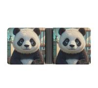 RKJVB Klassische Slimfold Geldbörse für Damen, Anime Panda Gesicht, Bifold Kreditkartenhalter, Geldbörse für Herren, Ledergeldbörse mit Ausweisfenster und mehreren Kartenfächern, Mini-Geldbörse,