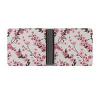 RKJVB Klassische Slimfold Geldbörse für Damen Cherry Blossom Bifold Kreditkartenetui Geldbörse für Herren Leder Geldbörse mit Ausweisfenster und mehreren Kartenfächern Mini Wallet Cherry Blossom, 4,6