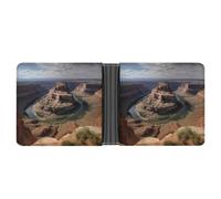 RKJVB Klassische Slimfold Geldbörse für Damen Grand Canyon Arizona Bifold Kreditkartenetui Geldbörse für Herren Leder Geldbörse mit Ausweisfenster und mehreren Kartenfächern Mini Wallet Grand Canyon