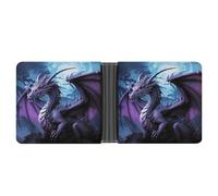 RKJVB Klassische Slimfold Geldbörse für Frauen Purple Dragon Purple Moon Bifold Kreditkartenetui Brieftasche für Herren Leder Geldbörse mit Ausweisfenster und mehreren Kartenfächern Mini Wallet Purple