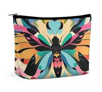 RKJVB Niedliche und bunte Motten-Make-up-Tasche für Damen, tragbare Kosmetiktasche, wasserdicht, Kulturbeutel, Aufbewahrungstasche, große Make-up-Tasche, ästhetische Hand-Make-up-Tasche für Reisen,