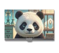 RKJVB Visitenkartenhalter Anime Panda Gesicht Slim Visitenkartenetui Professionelle Namenskartenhalter Geldbörse Namenskarte Organizer Minimalistische Tasche Kartenhüllen für Männer Frauen,