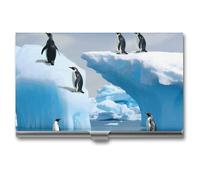 RKJVB Visitenkartenhalter, Pinguine auf dem Eisberg, schlankes Visitenkartenetui, professionelle Namenskartenhalter, Geldbörse, Namenskarten-Organizer, minimalistische Tasche, Kartenetuis für Männer