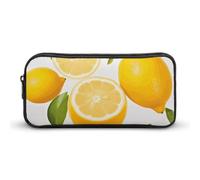 Rkklvbns Fresh Lemon Großes Federmäppchen, tragbares Federmäppchen mit Reißverschluss, Schreibwaren-Organizer, einfache Aufbewahrung, ästhetische Schreibwaren für Büro, Uni, Erwachsene