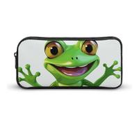 Rkklvbns Green Frog Großes Federmäppchen, tragbares Federmäppchen mit Reißverschluss, Schreibwaren-Organizer, einfache Aufbewahrung, ästhetische Schreibwaren für Büro, Uni, Erwachsene