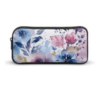 Rkklvbns Großes Federmäppchen mit Blumenmuster und Aquarellmalerei, tragbares Federmäppchen mit Reißverschluss, Schreibwaren-Organizer, einfache Aufbewahrung, ästhetische Schreibwaren für Büro, Uni