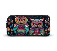 Rkklvbns Großes Federmäppchen mit buntem Eulenbild, tragbares Federmäppchen mit Reißverschluss, Schreibwaren-Organizer, einfache Aufbewahrung, ästhetische Schreibwaren für Büro, Uni, Erwachsene