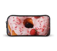 Rkklvbns Großes Federmäppchen mit Erdbeer-Donut-Motiv, tragbares Federmäppchen mit Reißverschluss, Schreibwaren-Organizer, einfache Aufbewahrung, ästhetische Schreibwaren für Büro, Uni, Erwachsene