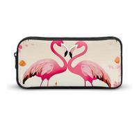 Rkklvbns Großes Federmäppchen mit Flamingos und Blumen, tragbares Federmäppchen mit Reißverschluss, Schreibwaren-Organizer, einfache Aufbewahrung, ästhetische Schreibwaren für Büro, Uni, Erwachsene