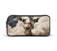 Rkklvbns Großes Federmäppchen mit Giraffe in den Wolken, tragbares Federmäppchen mit Reißverschluss, Schreibwaren-Organizer, einfache Aufbewahrung, ästhetische Schreibwaren für Büro, Uni, Erwachsene