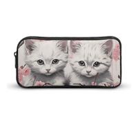 Rkklvbns Großes Federmäppchen mit Katzenmotiv und Kirsche, tragbares Federmäppchen mit Reißverschluss, Schreibwaren-Organizer, einfache Aufbewahrung, ästhetische Schreibwaren für Büro, Uni, Erwachsene