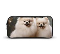 Rkklvbns Großes Federmäppchen mit kurzhaarigem Zwergspitz, tragbares Federmäppchen mit Reißverschluss, Schreibwaren-Organizer, einfache Aufbewahrung, ästhetische Schreibwaren für Büro, Uni, Erwachsene