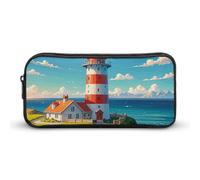 Rkklvbns Großes Federmäppchen mit Leuchtturm-Diamantfarbe, tragbares Federmäppchen mit Reißverschluss, Schreibwaren-Organizer, einfache Aufbewahrung, ästhetische Schreibwaren für Büro, Uni, Erwachsene