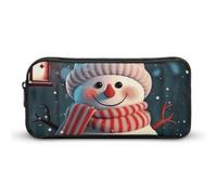 Rkklvbns Großes Federmäppchen mit niedlichem Schneemann, tragbares Federmäppchen mit Reißverschluss, Schreibwaren-Organizer, einfache Aufbewahrung, ästhetische Schreibwaren für Büro, Uni, Erwachsene