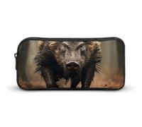 Rkklvbns Großes Federmäppchen mit Wildschwein-Fotos, tragbares Federmäppchen mit Reißverschluss, Schreibwaren-Organizer, einfache Aufbewahrung, ästhetische Schreibwaren für Büro, Uni, Erwachsene