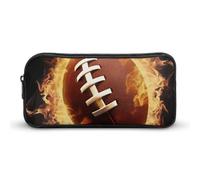 Rkklvbns Großes Federmäppchen, Motiv: Flaming American Football, tragbares Federmäppchen mit Reißverschluss, Schreibwaren-Organizer, einfache Aufbewahrung, ästhetische Schreibwaren für Büro, Uni