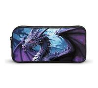 Rkklvbns Purple Dragon Purple Moon Großes Federmäppchen, tragbares Federmäppchen mit Reißverschluss, Schreibwaren-Organizer, einfache Aufbewahrung, ästhetische Schreibwaren für Büro, Uni, Erwachsene