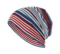 RLDOBOFE Bedruckte Beanie-Mütze für Erwachsene, rot, blau, weiß, grau, gestreift, warm, lässig, Strickmütze, modisch, Streetwear, Outdoor-Mütze, Schwarz, Einheitsgre
