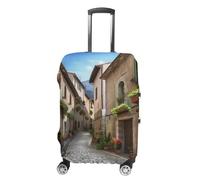 RLDOBOFE Italian Town Street Travel Luggage Cover Anti Scratch Suitcase Protector Washable Elastic Luggage Cover, weiß, M, Stilvoll