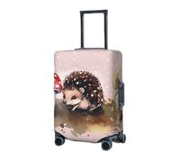 RLDOBOFE Reisegepäckhülle für Koffer, elastischer Koffer-Schutz, Igel, Aquarellmalerei, Kofferabdeckungen, waschbar, staubdicht, passend für Gepäck von 45,7 - 81,3 cm, Schwarz , M