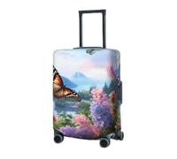 RLDOBOFE Reisegepäckhülle für Koffer, elastischer Koffer-Schutz, Schmetterlings-Garten, Kofferabdeckungen, waschbar, Koffer-Schutzhülle, staubdicht, passend für 45,7 - 81,3 cm (18-32 Zoll) Gepäck