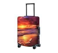 RLDOBOFE Reisegepäckhülle für Koffer, elastischer Koffer-Schutz, schöner Strand-Sonnenuntergang, Kofferabdeckungen, waschbar, staubdicht, passend für 45,7 - 81,3 cm Gepäck, Schwarz, Small