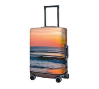 RLDOBOFE Reisegepäckhülle für Koffer, elastischer Koffer-Schutz, schöner Strand-Sonnenuntergang, Kofferabdeckungen, waschbar, staubdicht, passend für 45,7 - 81,3 cm Gepäck, Schwarz, Medium