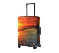 RLDOBOFE Reisegepäckhülle für Koffer, elastischer Koffer-Schutz, Strand mit Sonnenuntergang, Kofferabdeckungen, waschbar, staubdicht, passend für 45,7 - 81,3 cm (18 - 32 Zoll) Gepäck, Schwarz , L