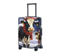 RLDOBOFE Reisegepäckhülle für Koffer, elastischer Koffer-Schutz, Weihnachten, Schnee, Kuh, Kofferabdeckungen, waschbar, staubdicht, passend für 45,7 - 81,3 cm Gepäck, Schwarz , xl