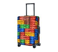 RLDOBOFE Reisegepäckhülle für Koffer, elastischer Kofferschutz, bunte Ziegelstein-Kofferabdeckungen, waschbar, staubdicht, passend für 45,7 - 81,3 cm Gepäck, Schwarz , S