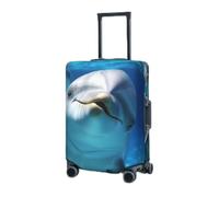RLDOBOFE Reisegepäckhülle für Koffer, elastischer Kofferschutz, Delfin mit einem Lächeln, waschbare Koffer-Schutzhülle, staubdichte Gepäckabdeckungen, passend für 45,7 - 81,3 cm Gepäck, Schwarz , M
