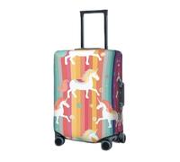 RLDOBOFE Reisegepäckhülle für Koffer, elastischer Kofferschutz, Einhörner auf bunten Streifen, Kofferabdeckungen, waschbar, staubdicht, passend für 45,7 - 81,3 cm Gepäck, Schwarz, Medium