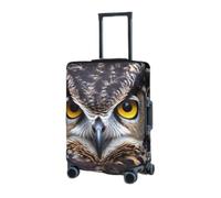 RLDOBOFE Reisegepäckhülle für Koffer, elastischer Kofferschutz, gelbeäugige Eule, Kofferabdeckungen, waschbar, staubdicht, passend für Gepäck von 45,7 - 81,3 cm, Schwarz , S