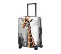 RLDOBOFE Reisegepäckhülle für Koffer, elastischer Kofferschutz, Giraffe in New York, waschbare Koffer-Schutzhülle, staubdicht, passend für 45,7 - 81,3 cm Gepäck, Schwarz , L