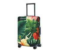 RLDOBOFE Reisegepäckhülle für Koffer, elastischer Kofferschutz, hojas tropicales y flores, Kofferabdeckungen, waschbar, staubdicht, passend für 45,7 - 81,3 cm Gepäck, Schwarz , xl