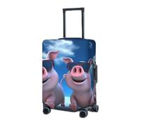 RLDOBOFE Reisegepäckhülle für Koffer, elastischer Kofferschutz, lustige 3D-Schweinchen, Kofferabdeckungen, waschbar, staubdicht, Gepäckabdeckungen, passend für 45,7 - 81,3 cm Gepäck, Schwarz , S