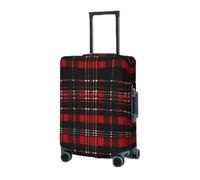 RLDOBOFE Reisegepäckhülle für Koffer, elastischer Kofferschutz, rot und schwarz, kariert, Kofferabdeckungen, waschbar, staubdicht, passend für 45,7 - 81,3 cm Gepäck, Schwarz , S