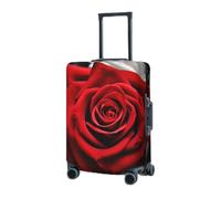 RLDOBOFE Reisegepäckhülle für Koffer, elastischer Kofferschutz, schwarz, weiß und rot, Rosen, Kofferabdeckungen, waschbar, staubdicht, Gepäckabdeckungen, passend für 45,7 - 81,3 cm Gepäck, Schwarz , L