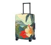 RLDOBOFE Reisegepäckhülle für Koffer, elastischer Kofferschutz, Sommer, hawaiianische Kofferabdeckungen, waschbar, staubdicht, Gepäckabdeckung, passend für 45,7 - 81,3 cm Gepäck, Schwarz , S