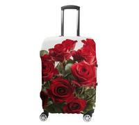 RLDOBOFE Reisegepäckhülle, Motiv: frische rote Rosen, kratzfest, waschbar, elastisch, weiß, L, Stilvoll