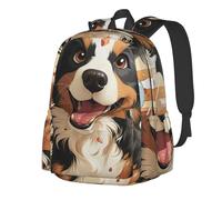 RLDOBOFE Rucksack für Damen und Herren, leicht, lässig, Reisen, Tagesrucksack, alte Hahn-Illustration, Laptop-Rucksack, Arbeitstasche, Happy Puppy, EinheitsgröÃŸe