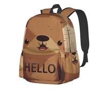 RLDOBOFE Rucksack für Damen und Herren, leicht, lässig, Reisen, Tagesrucksack, Bild eines Bären, Laptop-Rucksack, Arbeitstasche, Hello Written on the Bear, EinheitsgröÃŸe