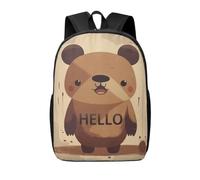 RLDOBOFE Rucksack für Damen und Herren, leicht, lässig, Reisen, Tagesrucksack, Bild eines Bären, Laptop-Rucksack, niedliche Arbeitstasche, Hello Written on the Bear, EinheitsgröÃŸe