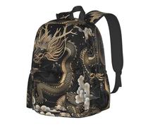 RLDOBOFE Rucksack für Damen und Herren, leicht, lässig, Reisen, Tagesrucksack, chinesischer Drachen-Stil, Laptop-Rucksack, Arbeitstasche, Schwarzer chinesischer Drache, EinheitsgröÃŸe