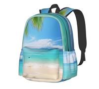 RLDOBOFE Rucksack für Damen und Herren, leicht, lässig, Reisen, Tagesrucksack, Dampfzug, Laptop-Rucksack, Arbeitstasche, Ocean Sea Beach Palmblätter, One Size, Tagesrucksack